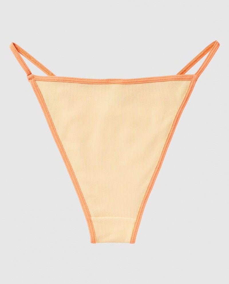 Women's La Senza Ribbed Mini Cheeky Panty Underwear Light Yellow | bTLCN8Cc