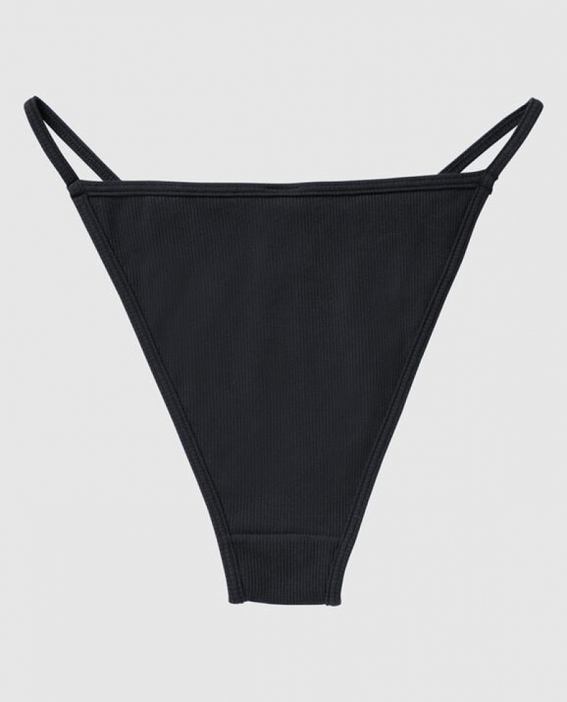 Women's La Senza Ribbed Mini Cheeky Panty Underwear Black | OCCVFpeb