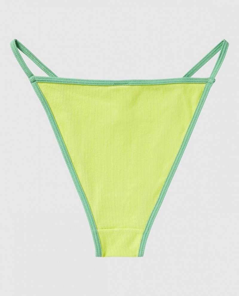 Women's La Senza Ribbed Mini Cheeky Panty Underwear Green | eSeCjYCr