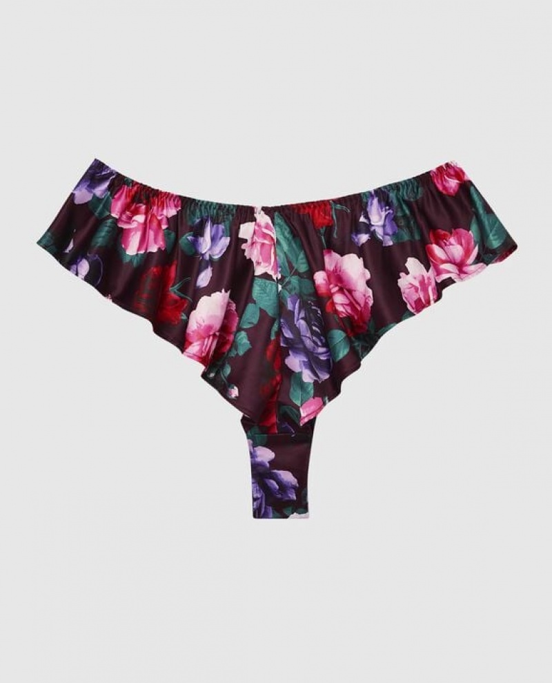 Women's La Senza Satin Panty Underwear After Hours Floral | ozeF3DZd