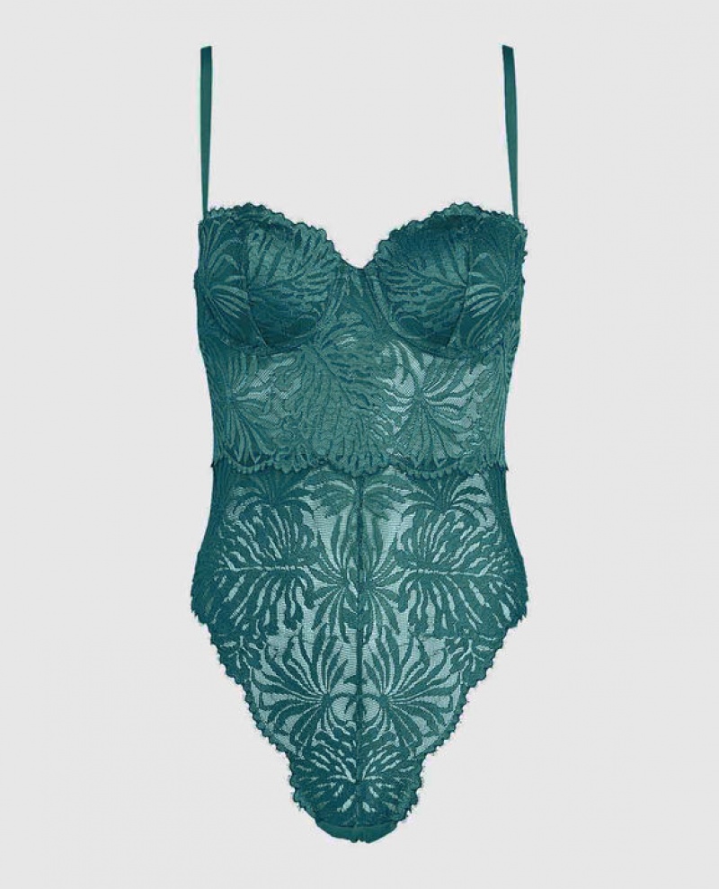 Women\'s La Senza Strapless Lace Bodysuit Lingerie Tidal Turq | cSW0Ju4L