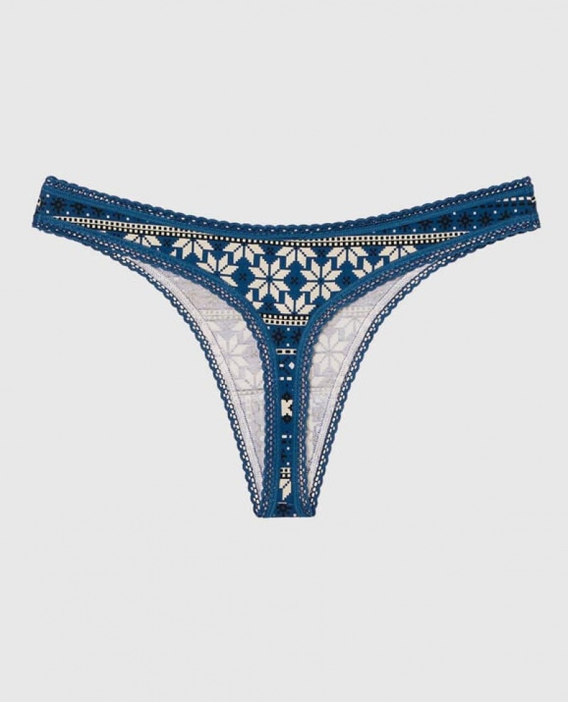 Women's La Senza Thong Panty Underwear Blue | 0hszAve0