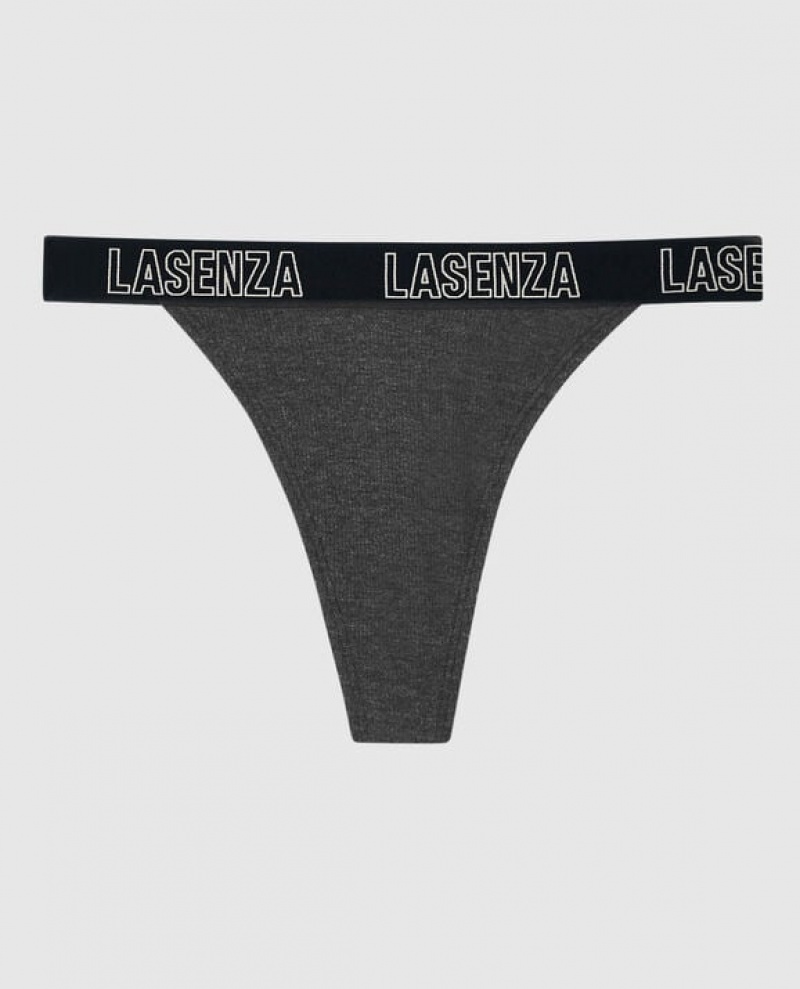 Women\'s La Senza Thong Panty Underwear Black | l6pyFilE