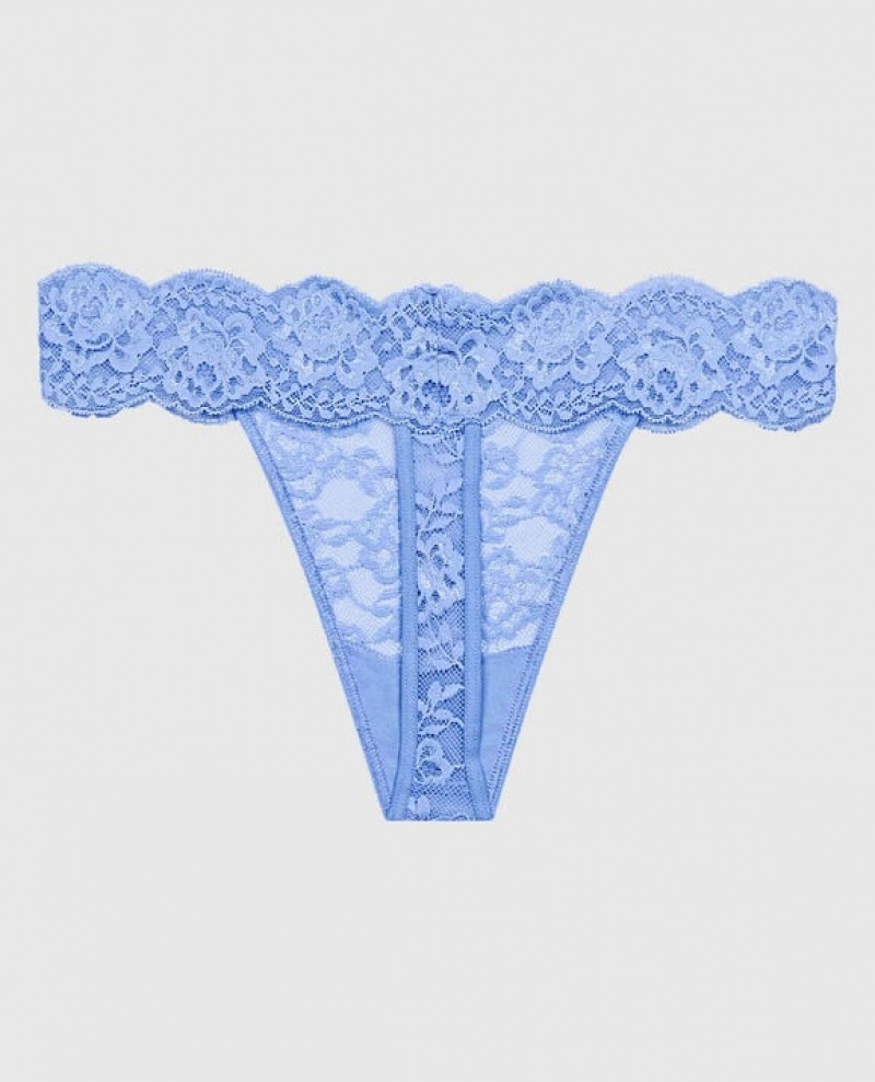 Women's La Senza Thong Panty Underwear Blue | m7AUPOUO