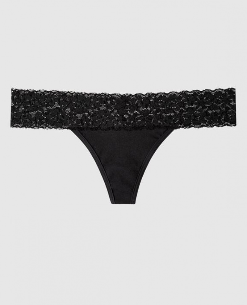 Women\'s La Senza Thong Panty Underwear Black | cIkpOxh6