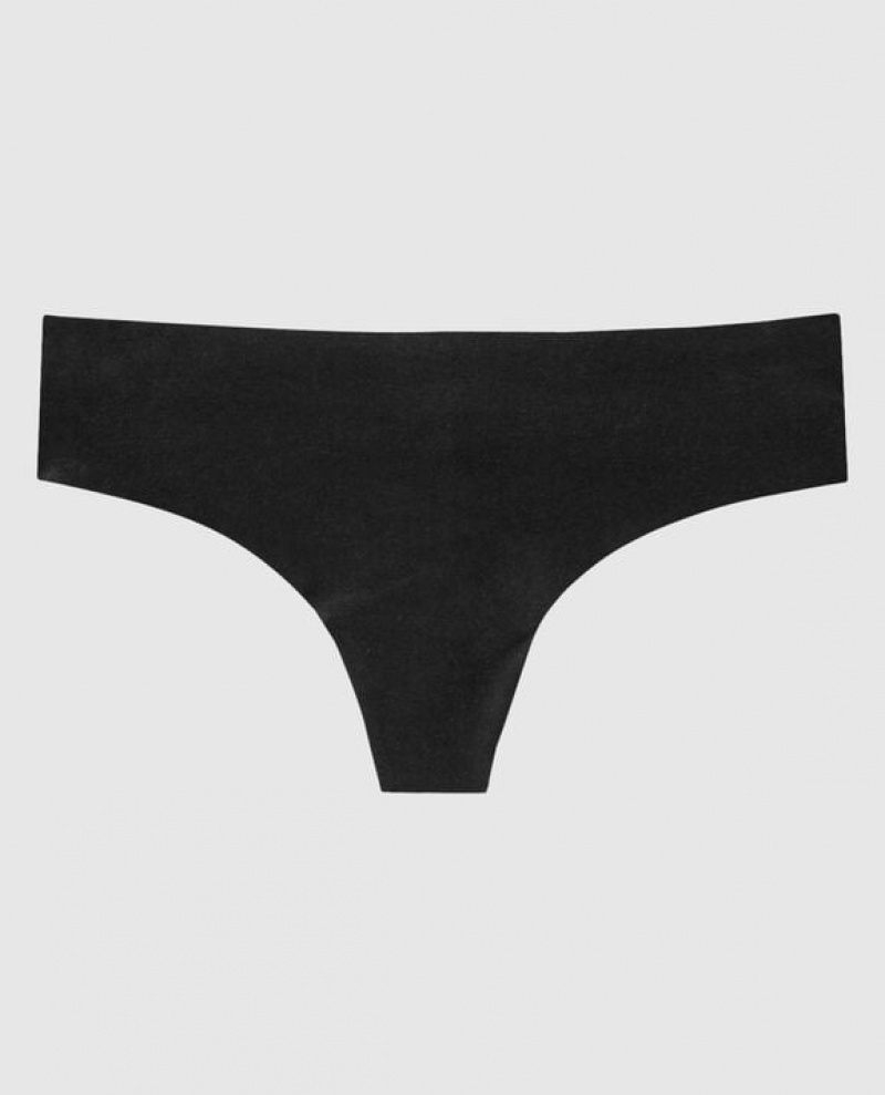 Women\'s La Senza Thong Panty Underwear Black | hWHmgAjo