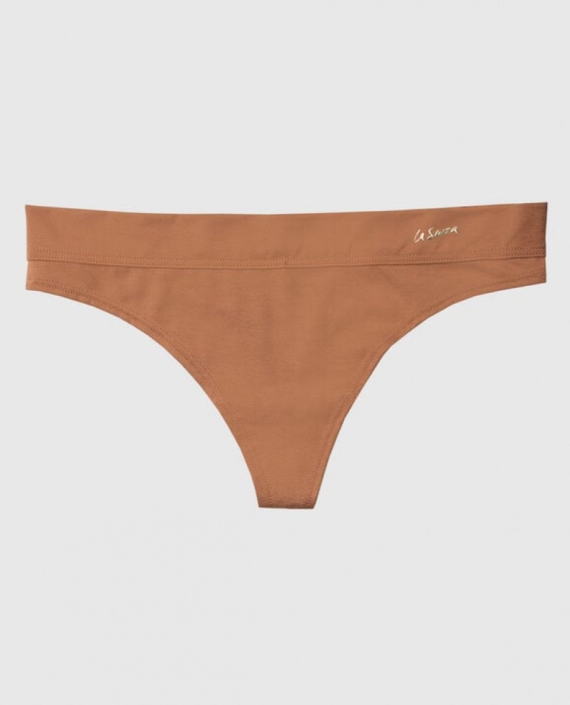 Women\'s La Senza Thong Panty Underwear Caramel Kiss | izjQ3YW5