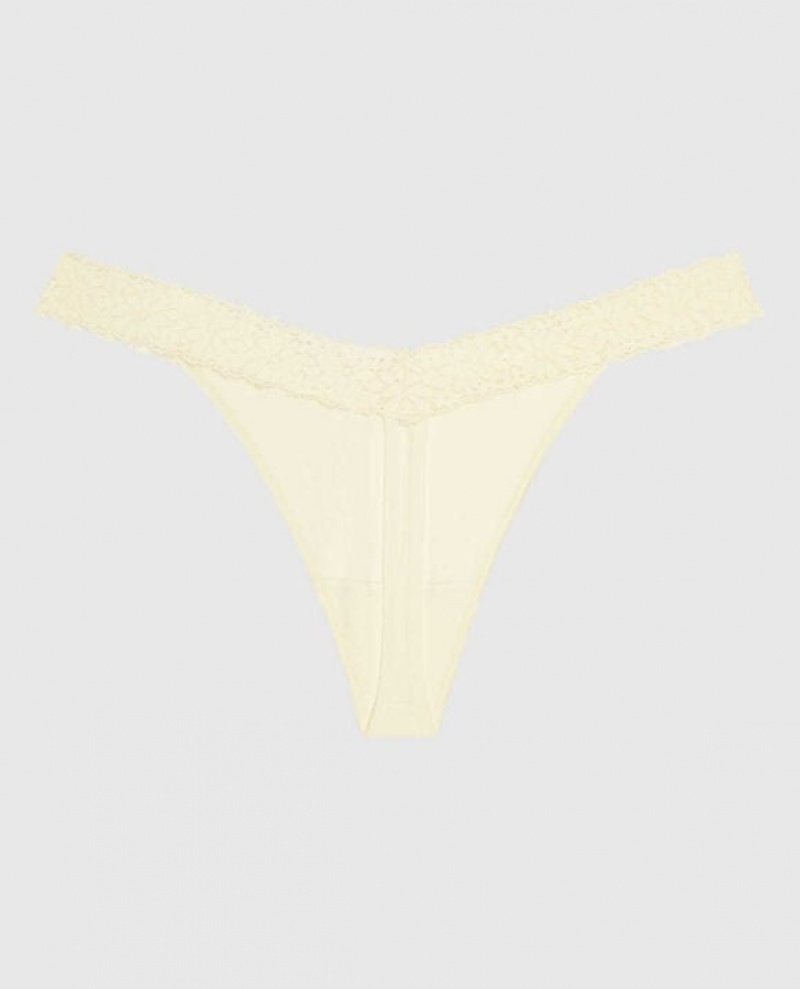 Women's La Senza Thong Panty Underwear Cream | GFF2uMTi