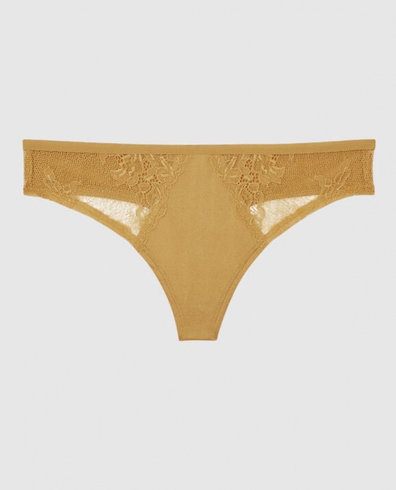 Women\'s La Senza Thong Panty Underwear Gold | i9dWJL66