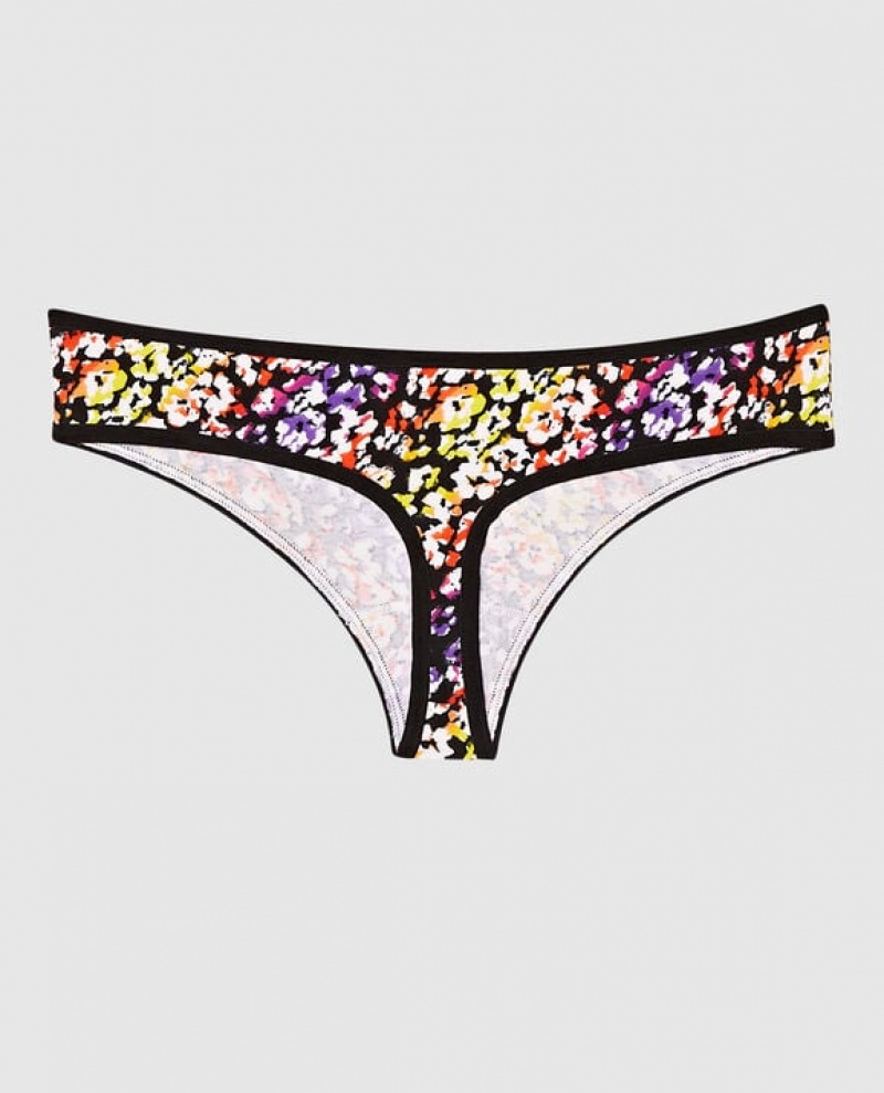 Women's La Senza Thong Panty Underwear Multicolor Leopard | EZFeWHVU