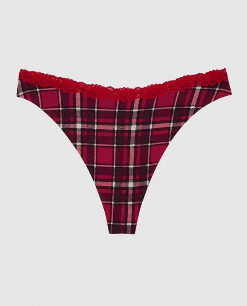 Women\'s La Senza Thong Panty Underwear Party Plaid | vaVGyH01