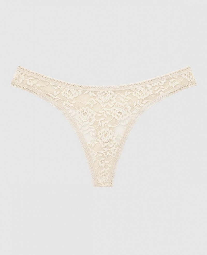 Women\'s La Senza Thong Panty Underwear Pearl | Ty4cB6mx