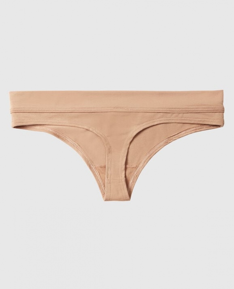 Women's La Senza Thong Panty Underwear Pecan | QjKxktse