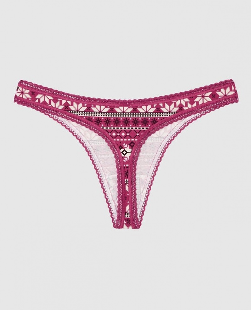 Women's La Senza Thong Panty Underwear Pink | bl4YvKId