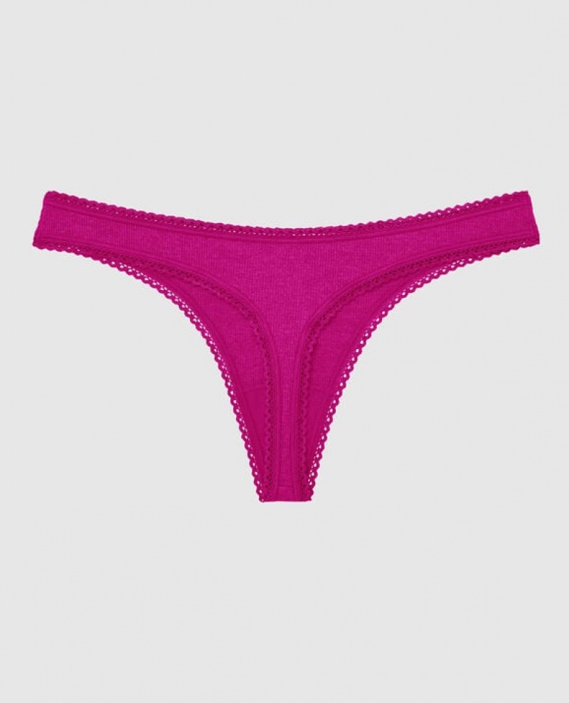 Women's La Senza Thong Panty Underwear Pink | 0D0AmvRZ