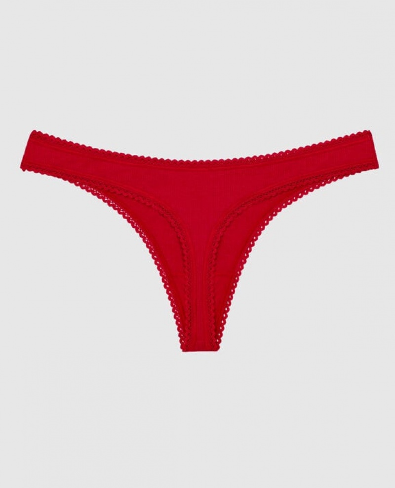 Women's La Senza Thong Panty Underwear Red | 1I2PfQxl