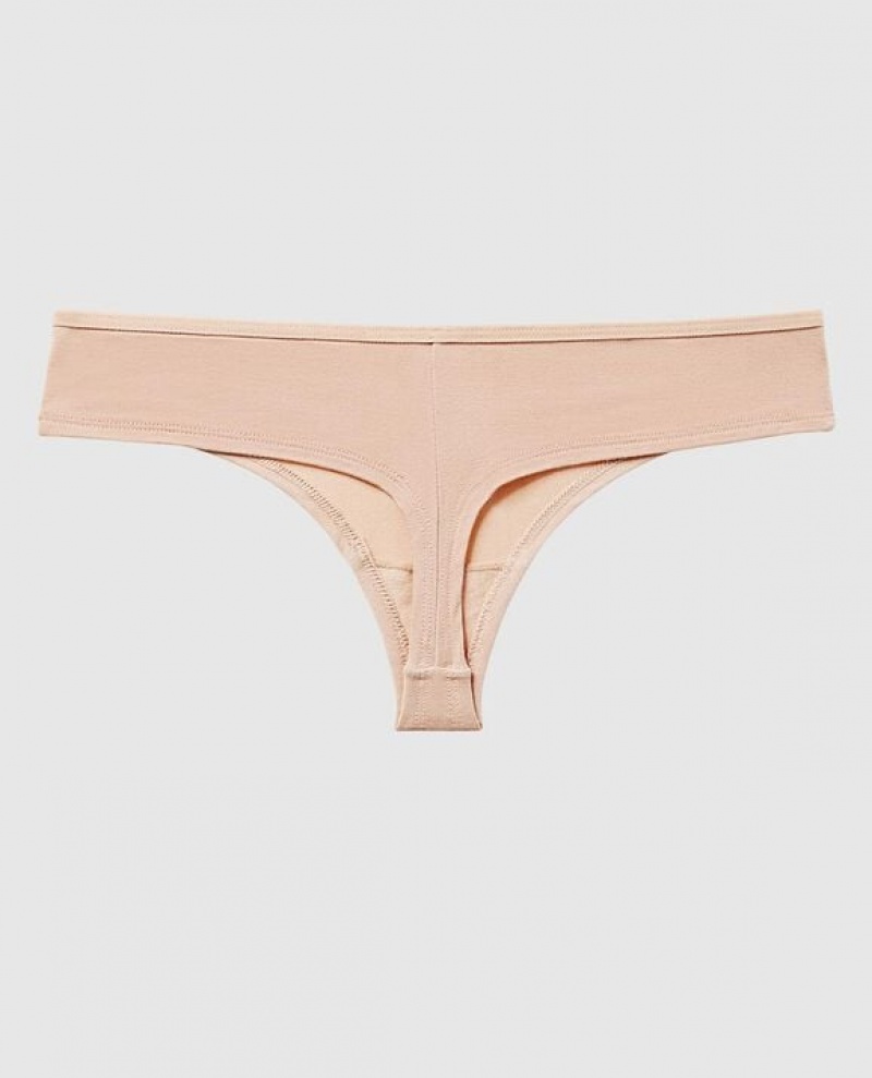 Women's La Senza Thong Panty Underwear Rose Brown | LVlw4i97