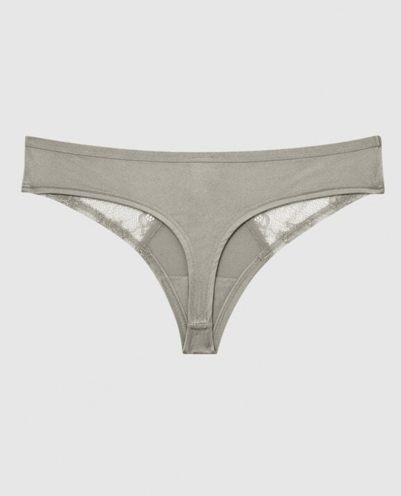 Women's La Senza Thong Panty Underwear Silver | bXwS6oTz