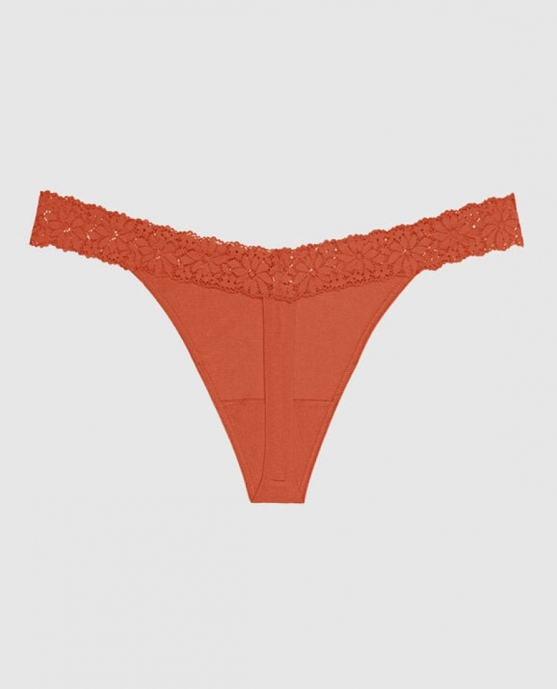 Women's La Senza Thong Panty Underwear Terra Cotta | FWWrGhXP