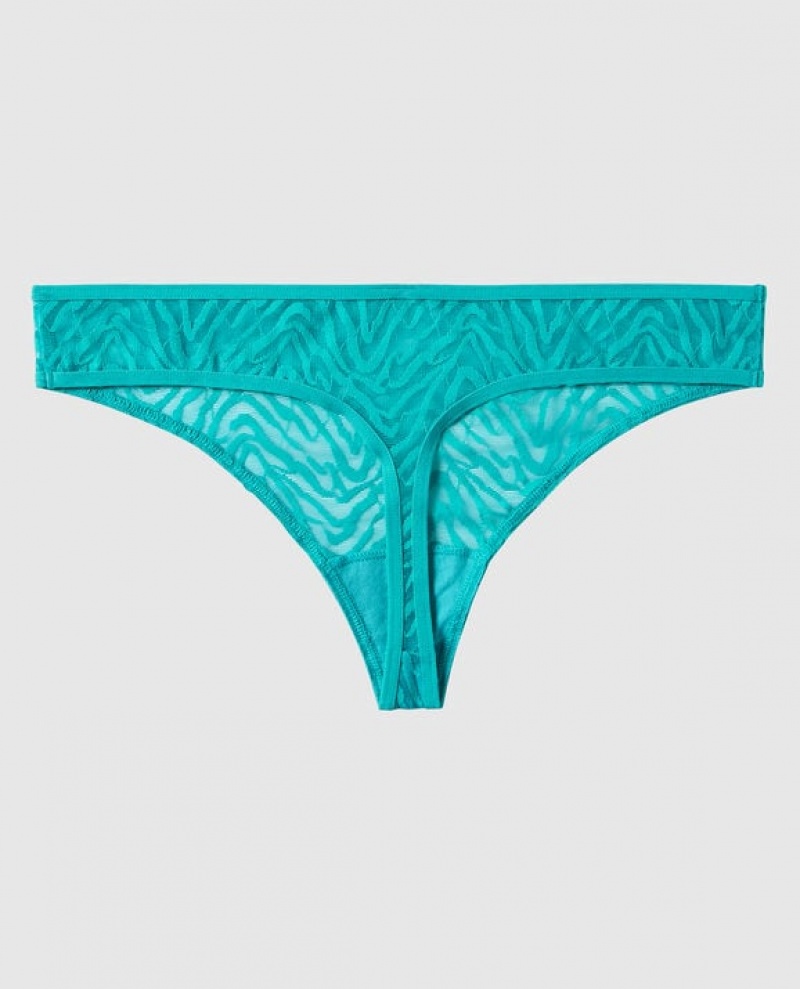 Women's La Senza Thong Panty Underwear Turquoise | 7e9GljAh