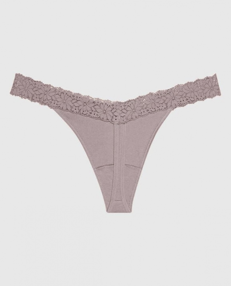 Women's La Senza Thong Panty Underwear Winterberry | 6NoDKl65