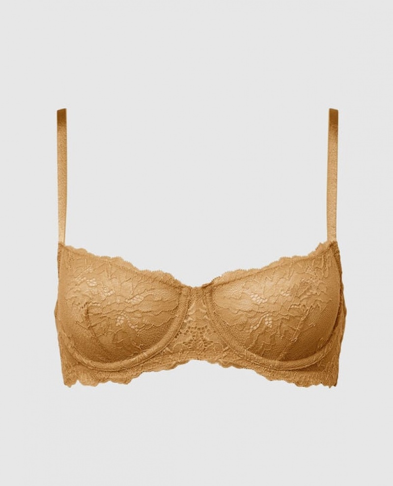 Women\'s La Senza Unlined Balconette Bra Lingerie Gold | 8RaVncwo