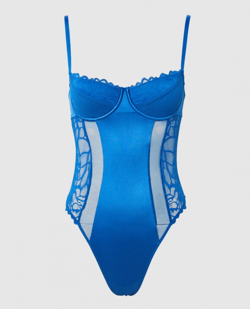 Women\'s La Senza Unlined Bodysuit Lingerie Deep Blue | Yr16Q4sH