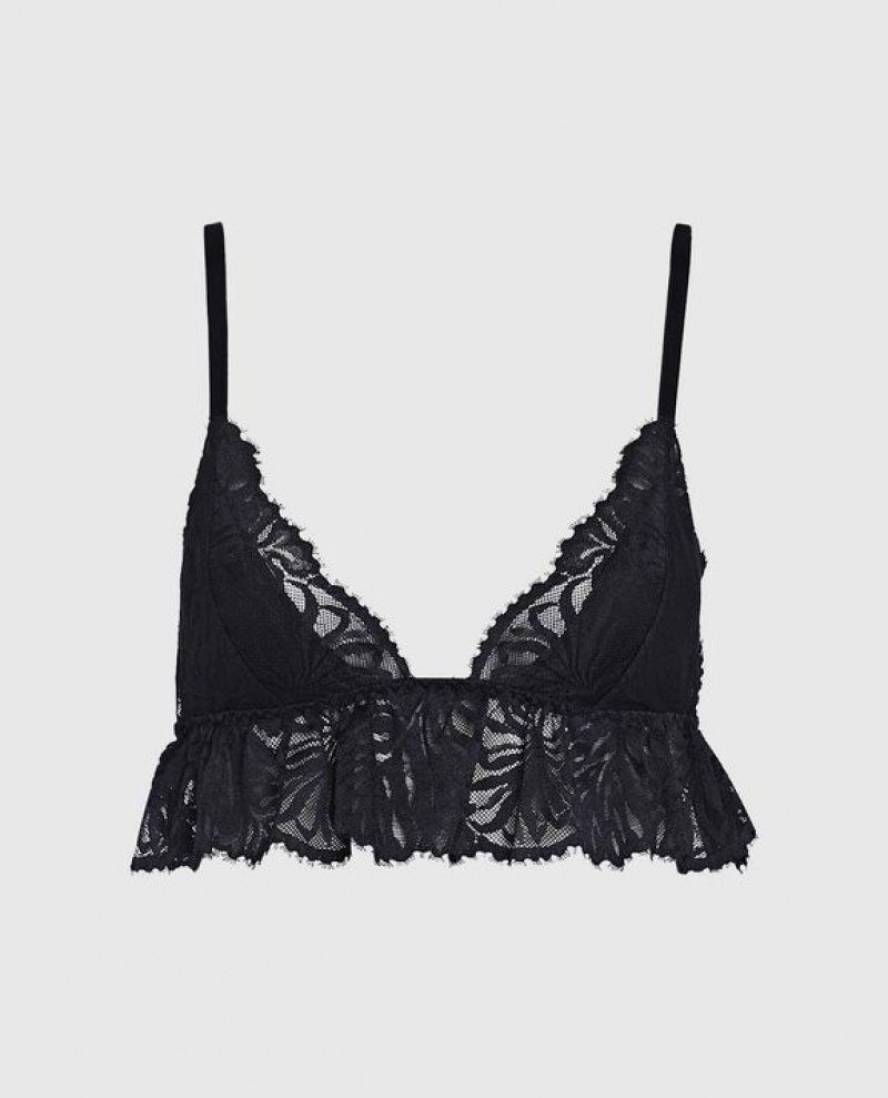 Women\'s La Senza Unlined Lace lette Bras Black | IWy41mRt