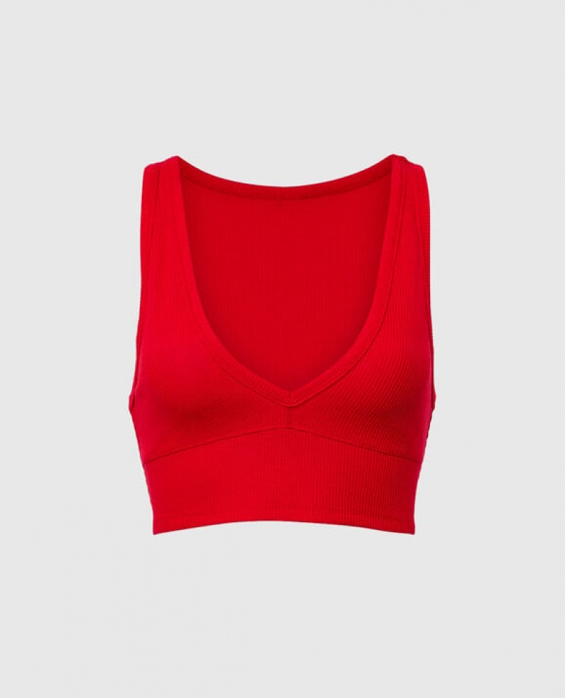 Women\'s La Senza Waffle Crop Sleepwear Red | bIYKn40f