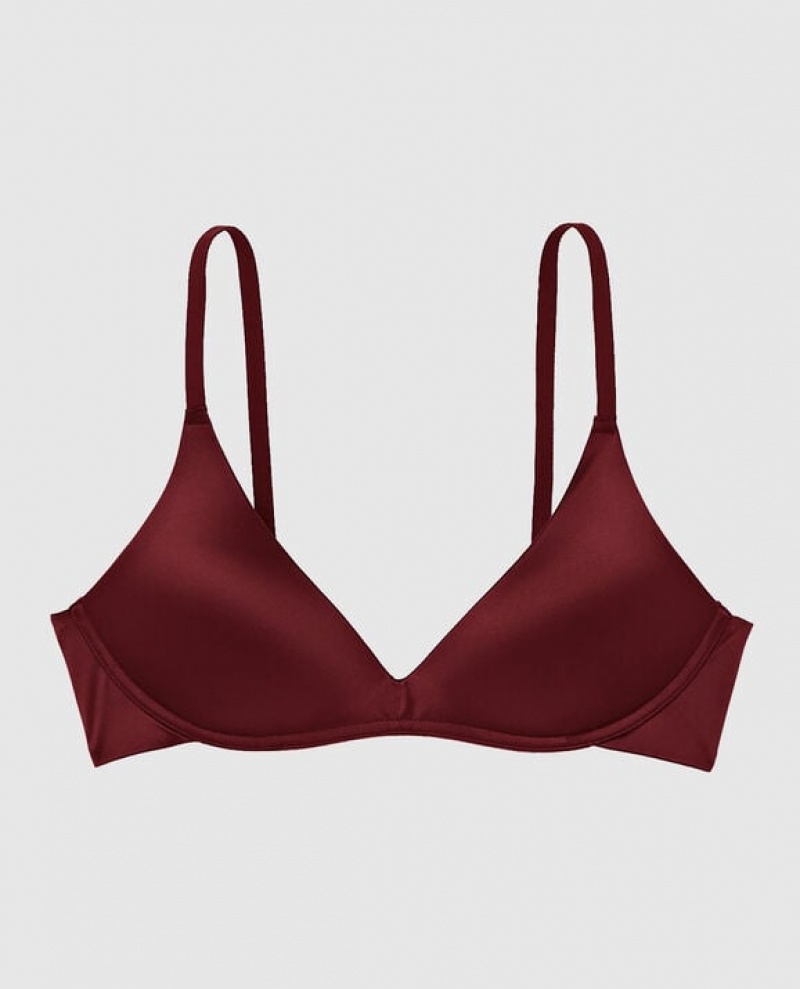 Women\'s La Senza Wireless Light Push Up Bras Red Burgundy | fKmabLqA