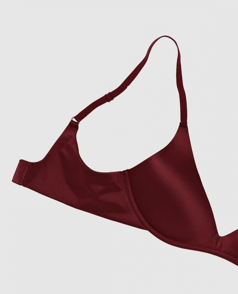 Women's La Senza Wireless Light Push Up Bras Red Burgundy | fq2zYttB